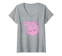 Womens Peppa Pig Happy Mummy Pig Big Face V-Neck T-Shirt
