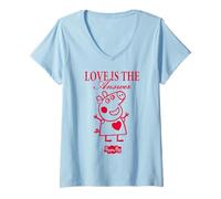 Women's Peppa Pig Love is The Answer Valentine V-Neck T-Shirt
