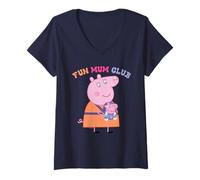 Womens Peppa Pig Mummy Pig Fun Mum Club V-Neck T-Shirt