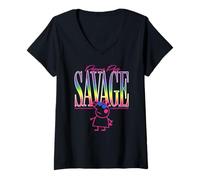 Womens Peppa Pig Savage Rainbow Neon Big Chest Poster V-Neck T-Shirt