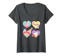 Womens Peppa Pig Suzy Sheep Hearts and Flowers V-Neck T-Shirt