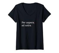 Womens Per Aspera Ad Astra. Latin Motivation Quote. V-Neck T-Shirt