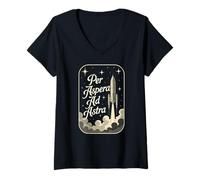 Women's Per Aspera Ad Astra Philosophical to The Stars V-Neck T-Shirt