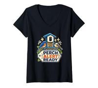 Women's Perch Alert Ready Backyard Birdwatching Feeder Camera V-Neck T-Shirt