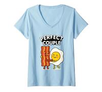 Womens Perfect Couple Bacon Egg Breakfast V-Neck T-Shirt