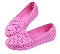 Women's Perforated Loafers Slip On Casual Summer Flats Breathable Lightweight Non Skid Sole for Daily Walking Beach Travel Indoor Outdoor Work Office Versatile Match Various Outfits Pink