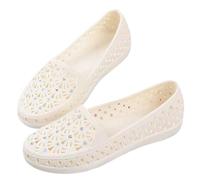 Women's Perforated Loafers Slip On Casual Summer Flats Breathable Lightweight Non Skid Sole for Daily Walking Beach Travel Indoor Outdoor Work Office Versatile Match Various Outfits White
