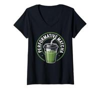 Womens Performative Matcha Gen Z Funny Humor Meme Performative Male V-Neck T-Shirt