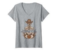 Womens Perhaps You Were Born For Such A Time As This Floral Cowgirl V-Neck T-Shirt