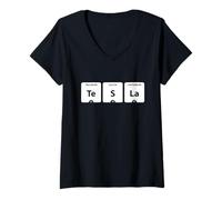 Womens Periodic Table of Elements Words Te, S, La V-Neck T-Shirt