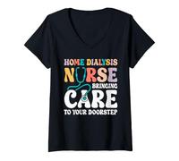 Women's Peritoneal Dialysis Nurse Home Dialysis V-Neck T-Shirt