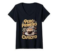 Women's Pero Primero El Cafecito Cuban Coffee Pride V-Neck T-Shirt