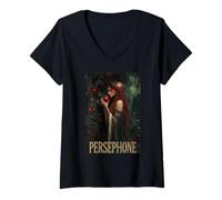 Womens Persephone Pomegranate Queen of The Underworld Goddess V-Neck T-Shirt