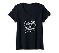 Womens Persia is Forever - Persian Patriotic Heart Line Art V-Neck T-Shirt