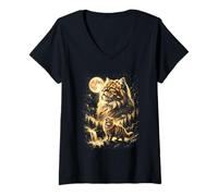 Women's Persian Cat Howling At The Moon Meme V-Neck T-Shirt