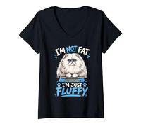 Women's Persian Cat I'm NOT Fat I'm JUST Fluffy Funny V-Neck T-Shirt