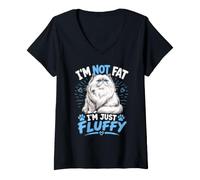 Women's Persian Cat I'm NOT Fat I'm JUST Fluffy Funny V-Neck T-Shirt