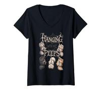 Women's Persian Cats Hanging with Best Friends Spiderwebs Spider Web V-Neck T-Shirt