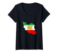 Women's Persian Lion Flag, Iran Map, Iranian Heritage Flag ... V-Neck T-Shirt