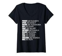 Womens Persist Like Elizabeth Rule Like Ruth Feminist Meme V-Neck T-Shirt