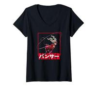 Women's Persona 5 Panther Ann with Kanji RPG Video Game V-Neck T-Shirt