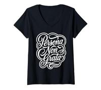 Women's Persona Non Grata Latin Phrase Student V-Neck T-Shirt