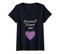 Womens Personal Trainer with Heart Coach Gift Idea V-Neck T-Shirt