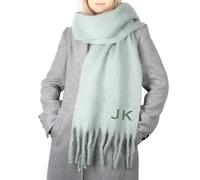 Womens Personalised Scarf Wrap Fluffy Blanket Luxury Warm Soft-touch Fabric Gift for Girls Womens Ladies Shawl Pashmina (DustyGreen)