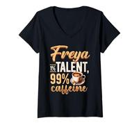 Women's Personalized Name, Freya 1% Talent 99% Caffeine V-Neck T-Shirt