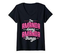 Women's Personalized Name, I'm Amanda Doing Amanda Things V-Neck T-Shirt