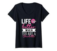 Women's Personalized Name, Life is Better When You are A Charlotte V-Neck T-Shirt
