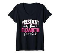 Women's Personalized Name, President of The Elizabeth Fan Club V-Neck T-Shirt