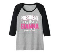 Womens Personalized Name, President of The Gianna Fan Club Raglan Baseball Tee