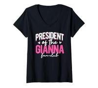 Women's Personalized Name, President of The Gianna Fan Club V-Neck T-Shirt