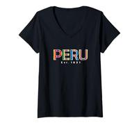 Women's Peru Est 1821 Vintage Peruvian Flag Graphic V-Neck T-Shirt