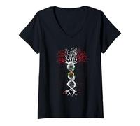 Womens Peru Flag DNA Tree Molecule Peruvian Pride Peruvian Roots V-Neck T-Shirt