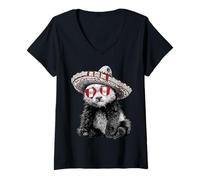 Women's Peru Flag Panda Peruvian Flag Peruvian Pride Peruvian Roots V-Neck T-Shirt