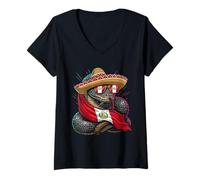 Women's Peru Flag Snake Peruvian Roots Peruvian Flag Peruvian Pride V-Neck T-Shirt