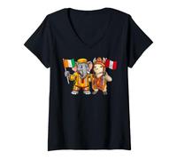 Women's Peru Ivory Coast Flag Peruvian Ivorian Roots Peruvian Ivoria V-Neck T-Shirt