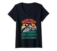 Womens Peru Machu Picchu Train Survivor Cusco Cuzco Ollantaytambo V-Neck T-Shirt
