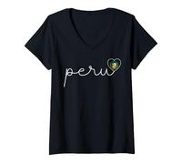 Women's Peru Minimalist Cursive Script Heart V-Neck T-Shirt