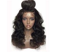 Women's Peruvian Human Hair Lace Front Glueless Lace Front 130% Density With Baby Hair Body Wave Wig Dark Black Natural Black Dark Brown