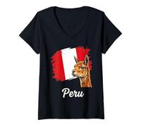 Women's Peruvian Llama Flag South America Travel V-Neck T-Shirt