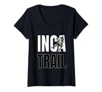 Womens Peruvian Machu Picchu Cusco Cuzco Peru Inca Trail Llama V-Neck T-Shirt