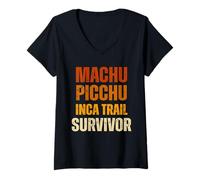 Womens Peruvian Machu Picchu Cusco Peru Inca Trail Survivor Design V-Neck T-Shirt