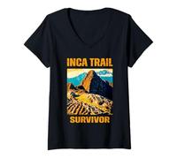 Women's Peruvian Machu Picchu Survivor Cusco Cuzco Peru Trip Design V-Neck T-Shirt