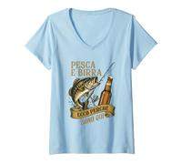 Women's Pesca E Birra Ecco Perché Sono Qui Vintage V-Neck T-Shirt