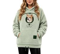 Women's Pet Carrier Hoodie Dog Pouch Pullover Jumper Casual Sweatshirt | Pet Pouch Hoodie With Kangaroo Soft Fleece Material Secure Small Animal Carrier Everyday Casual Wear Uk Mint Green 3XL
