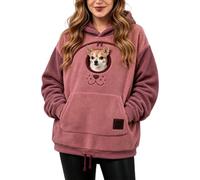 Women's Pet Carrier Hoodie Dog Pouch Pullover Jumper Casual Sweatshirt | Pet Pouch Hoodie With Kangaroo Soft Fleece Material Secure Small Animal Carrier Everyday Casual Wear Uk Brick Red XXL