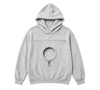 Women's Pet Carrier Hoodie Dog Pouch Round Zipper Peep Hole Jumper | Women's Pet Carrier Hoodie Front Animal Cuddle Pocket Warm Sweatshirt Long Sleeve Casual Snuggle Top Grey L